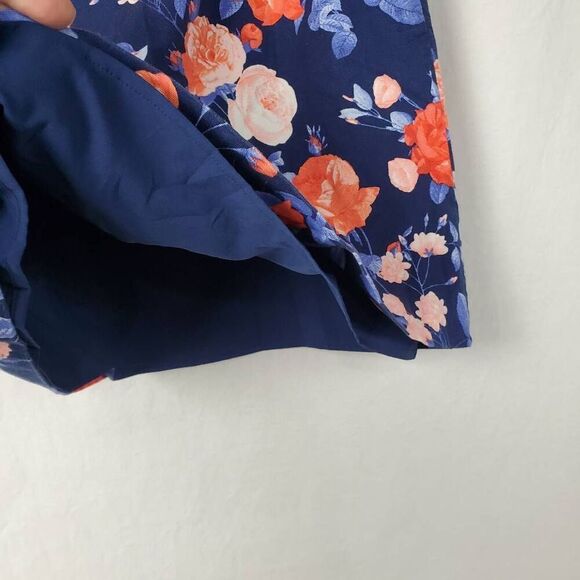 Talbots Size 14 Navy Floral Lined Skirt - Picture 5 of 9